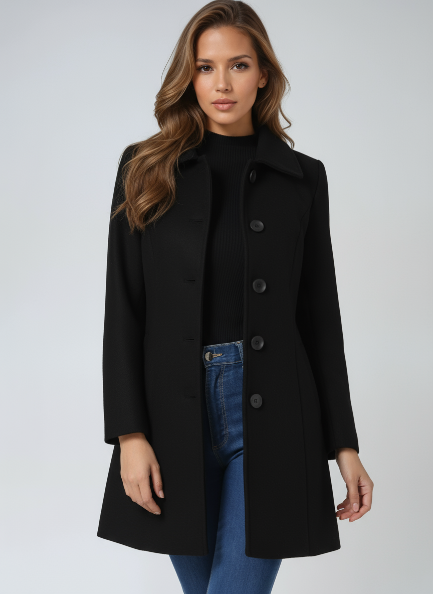 Women's Wool Blend Winter Trench Coat | Elegant Single-Breasted Outerwear