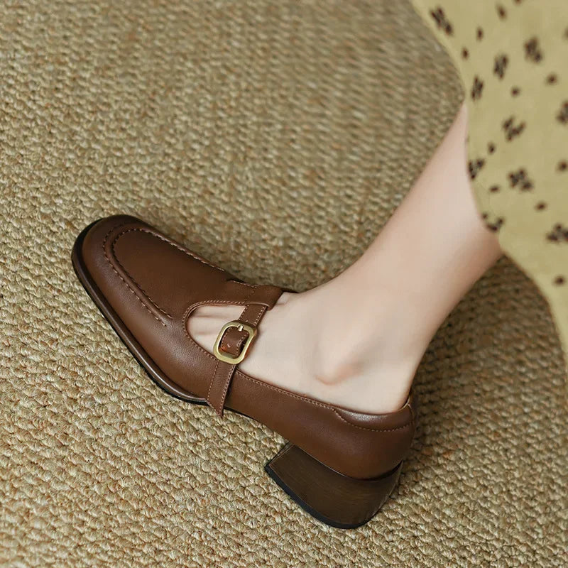 Wren | Women's T-Strap Mary Jane Shoes Square Toe Low Block Heel 1