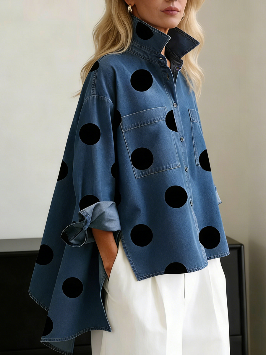Women's Polka Dot Long Sleeve Shirt