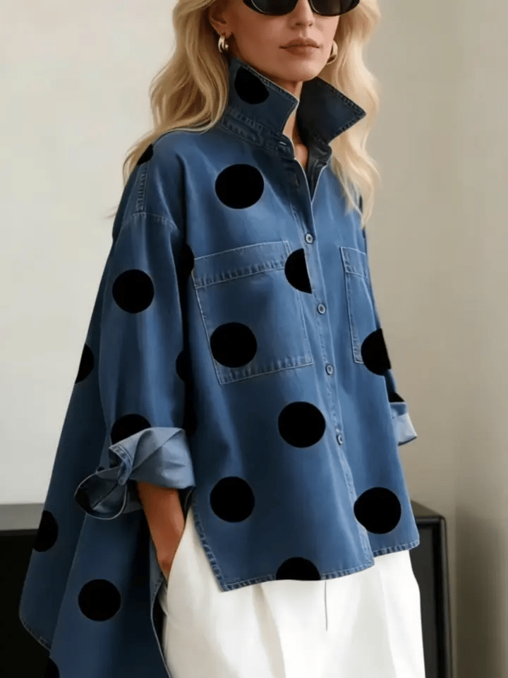 Camicia da donna a maniche lunghe a pois
