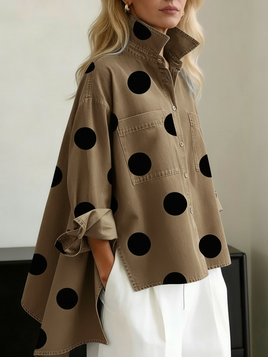 Camicia da donna a maniche lunghe a pois