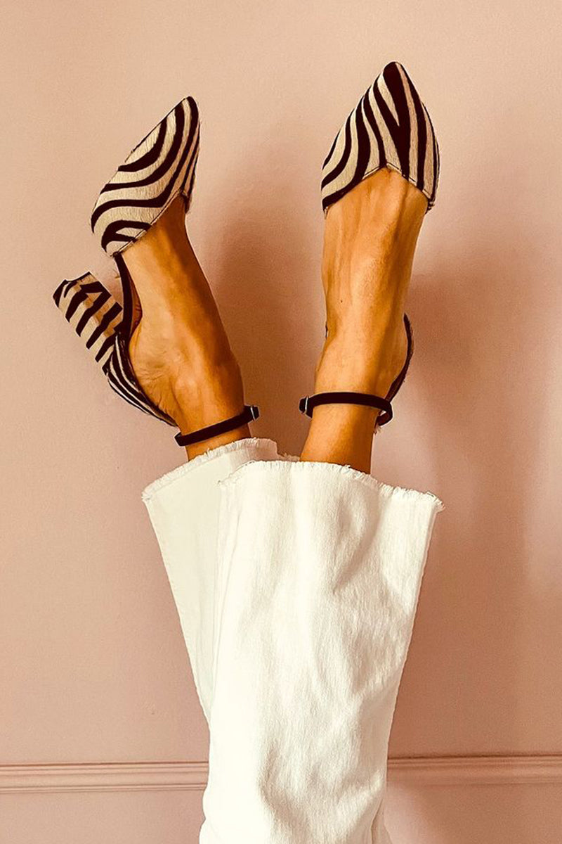 Zebrina™ | Zebra Sandals with Strap and Stable Heel 0