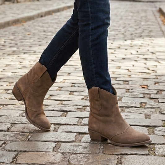 Women's Cowboy Ankle Boots Without Closure – Round Toe