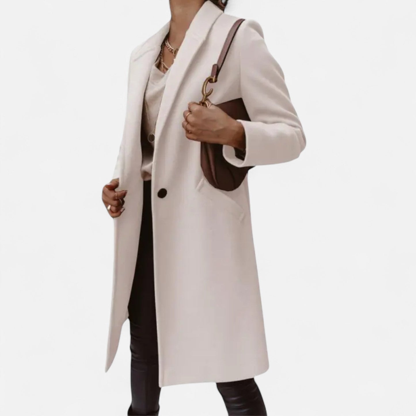 Classic Long Women's Coat with Luxurious Lapels
