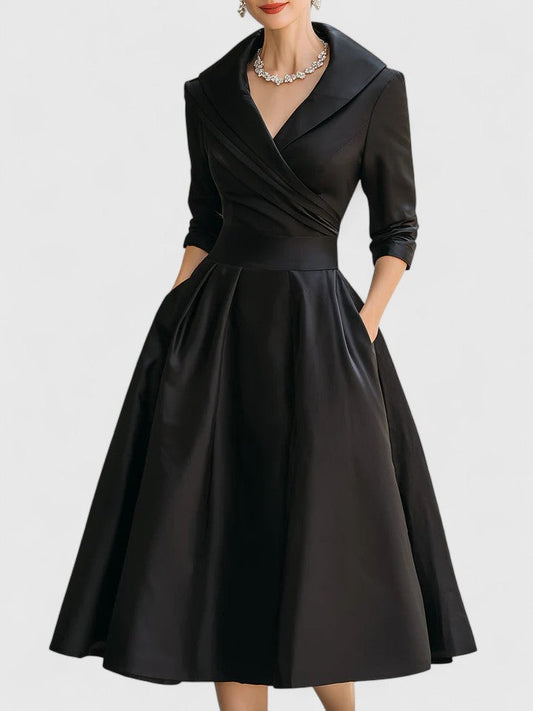 Women's Satin Midi Cocktail Dress | Elegant Sleeveless A-Line Evening Gown 1