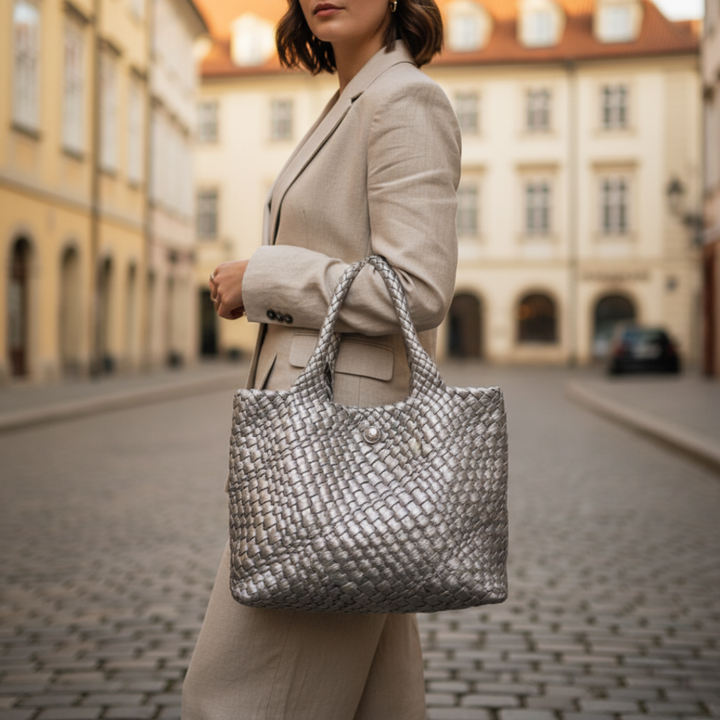 Borsa tote intrecciata in pelle da donna