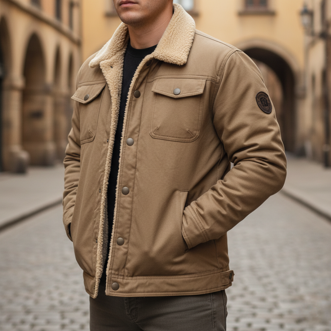 Men's Jacket with Hood and Side Pockets