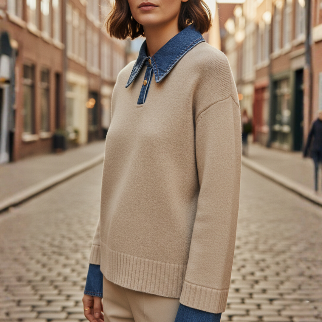 Women's Denim Collar Sweater