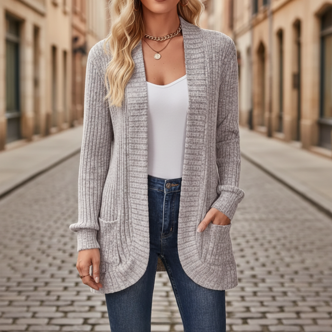 Women's Knitted Cardigan with Pockets Available
