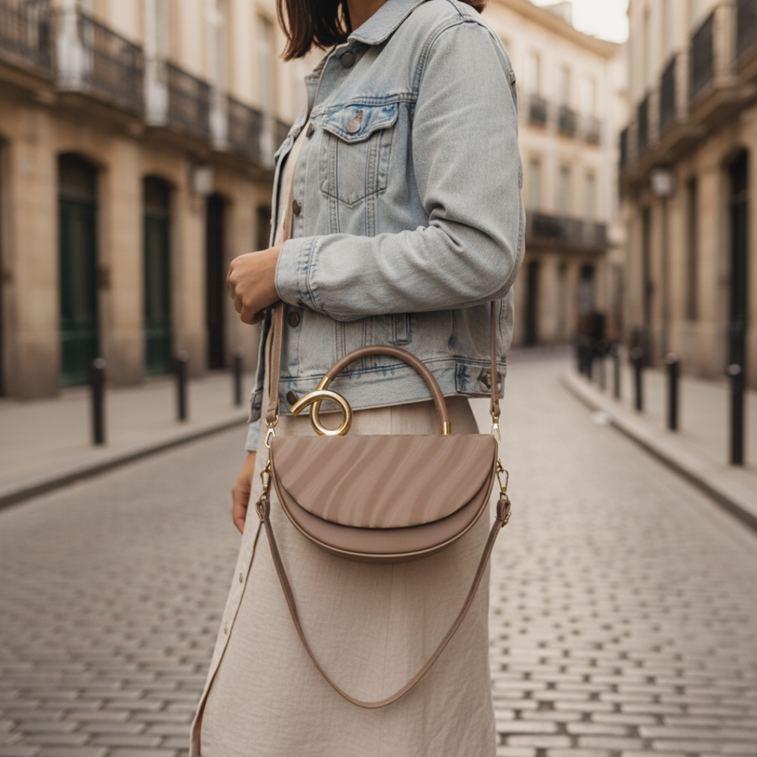 Borsa da donna con manico dorato