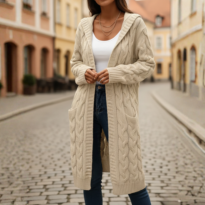 Cardigan lungo da donna con tasche