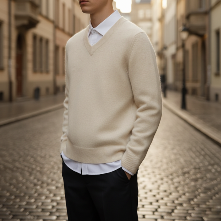 Men's Solid V-Neck Sweater