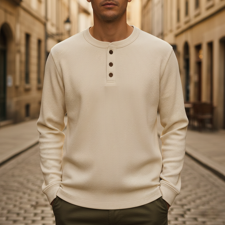 Men's Long Sleeve Henley Knit Shirt