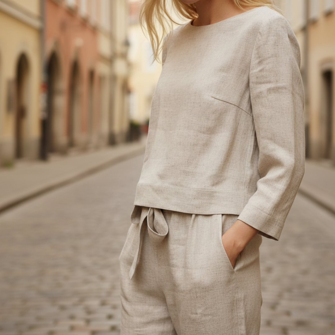 Women's Complete Set: Pants and Top in Soft Fabric Blend