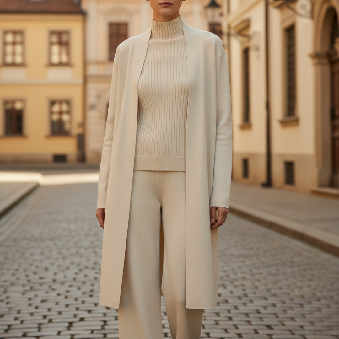 3-Piece Women's Coordinated Set: Sweater, Pants, Cardigan