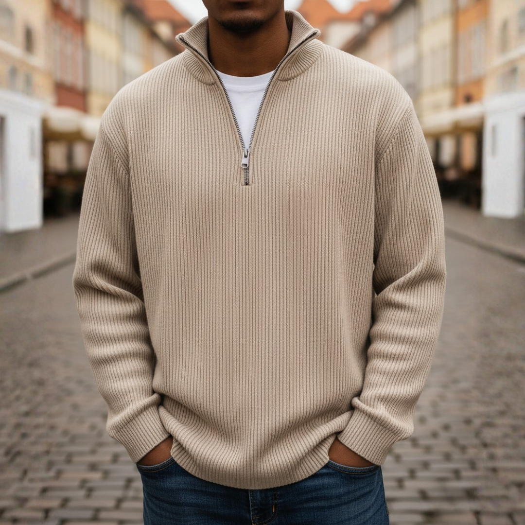Men's High Neck Zip Sweater