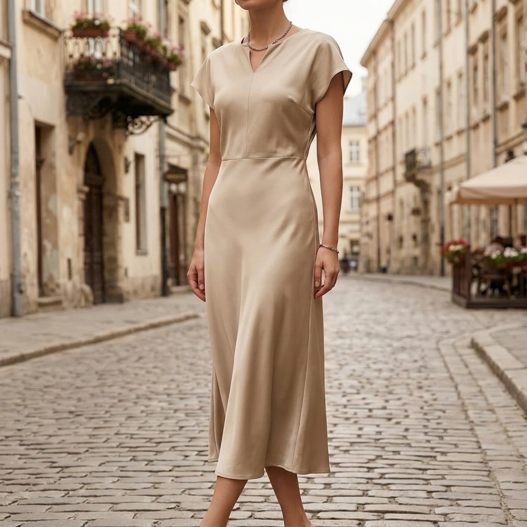 Elegant Short Sleeve Midi Dress for Women
