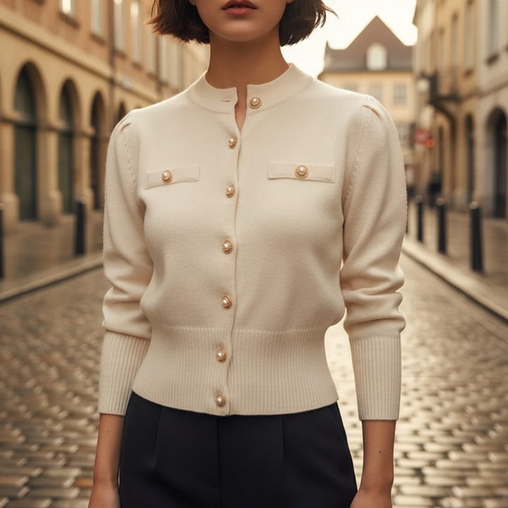 Cardigan da donna con chiusura a bottoni in tessuto misto