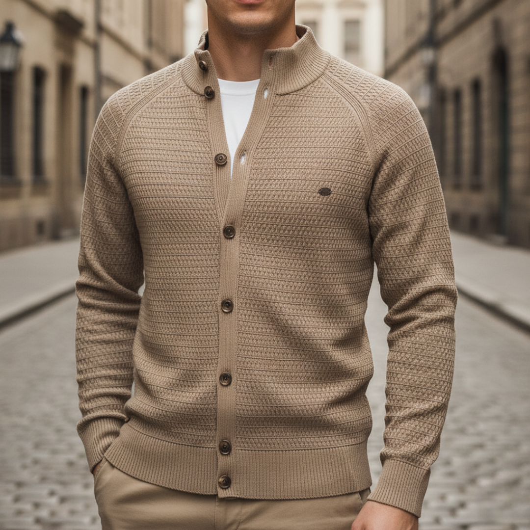 Men's Cardigan in Soft Yarn with Buttons