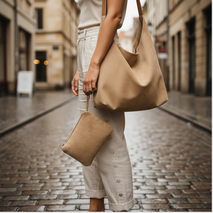 Borsa da donna con manico e pochette abbinata