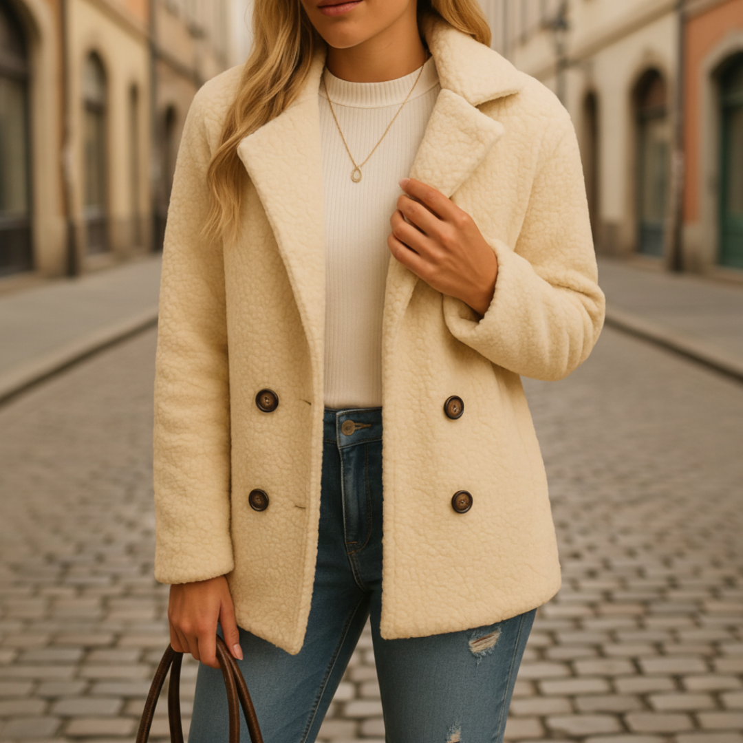 Women's Winter Teddy Jacket in Mixed Wool Fabric