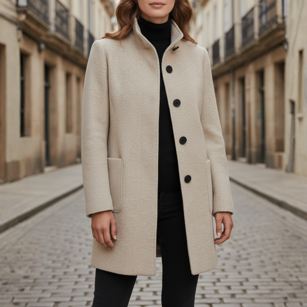 Women's Coat with Black Buttons