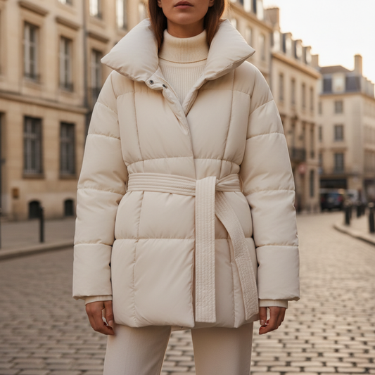 Women's Winter Jacket with Belt and Inner Lining