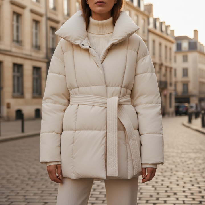 Women's Winter Jacket with Belt and Inner Lining