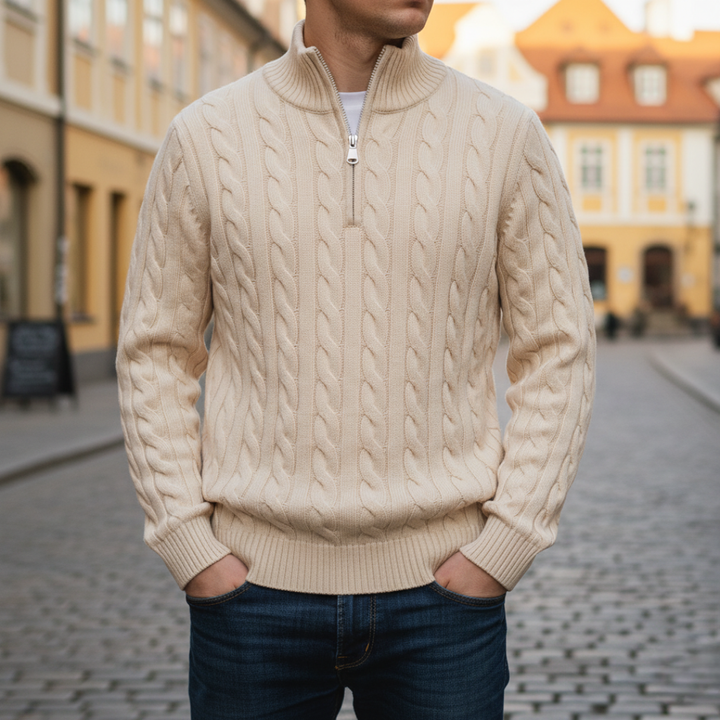 Men's Half Zip Cable Knit Sweater