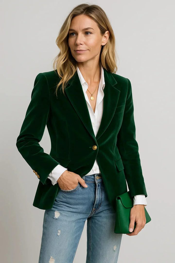 Blazer aderente in velluto da donna con bottoni – Elegante