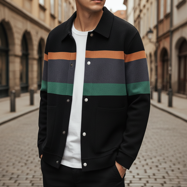 Men's Checkered Cardigan with Collar – Winter Jacket