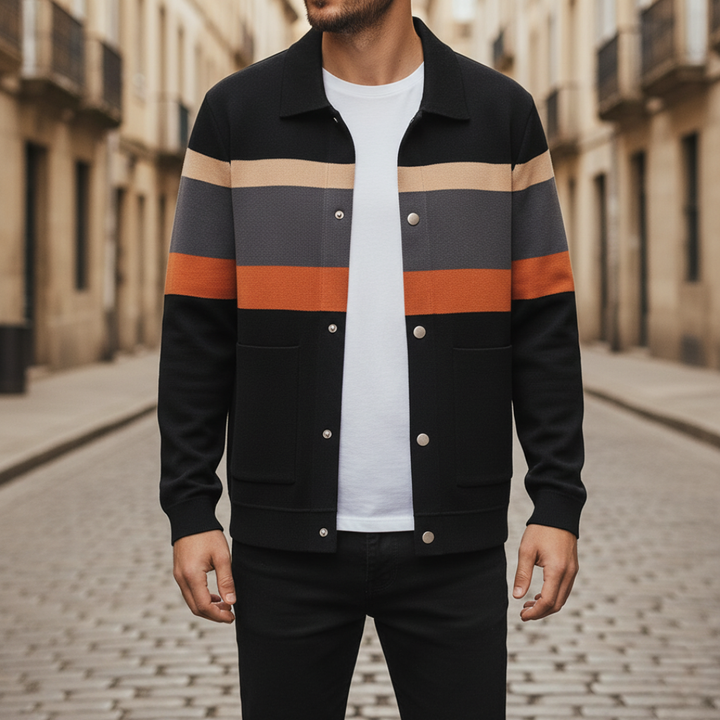 Men's Checkered Cardigan with Collar – Winter Jacket