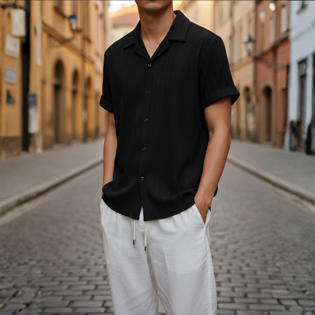 Men's Summer Coordinated Ribbed Shirt and Pants Set