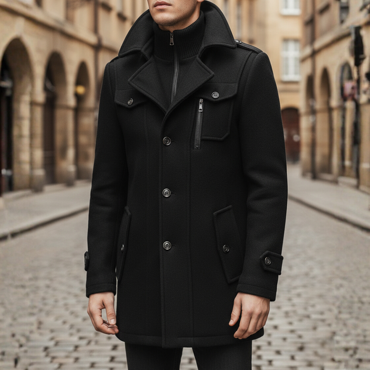 Cappotto da uomo con tasche e cerniera