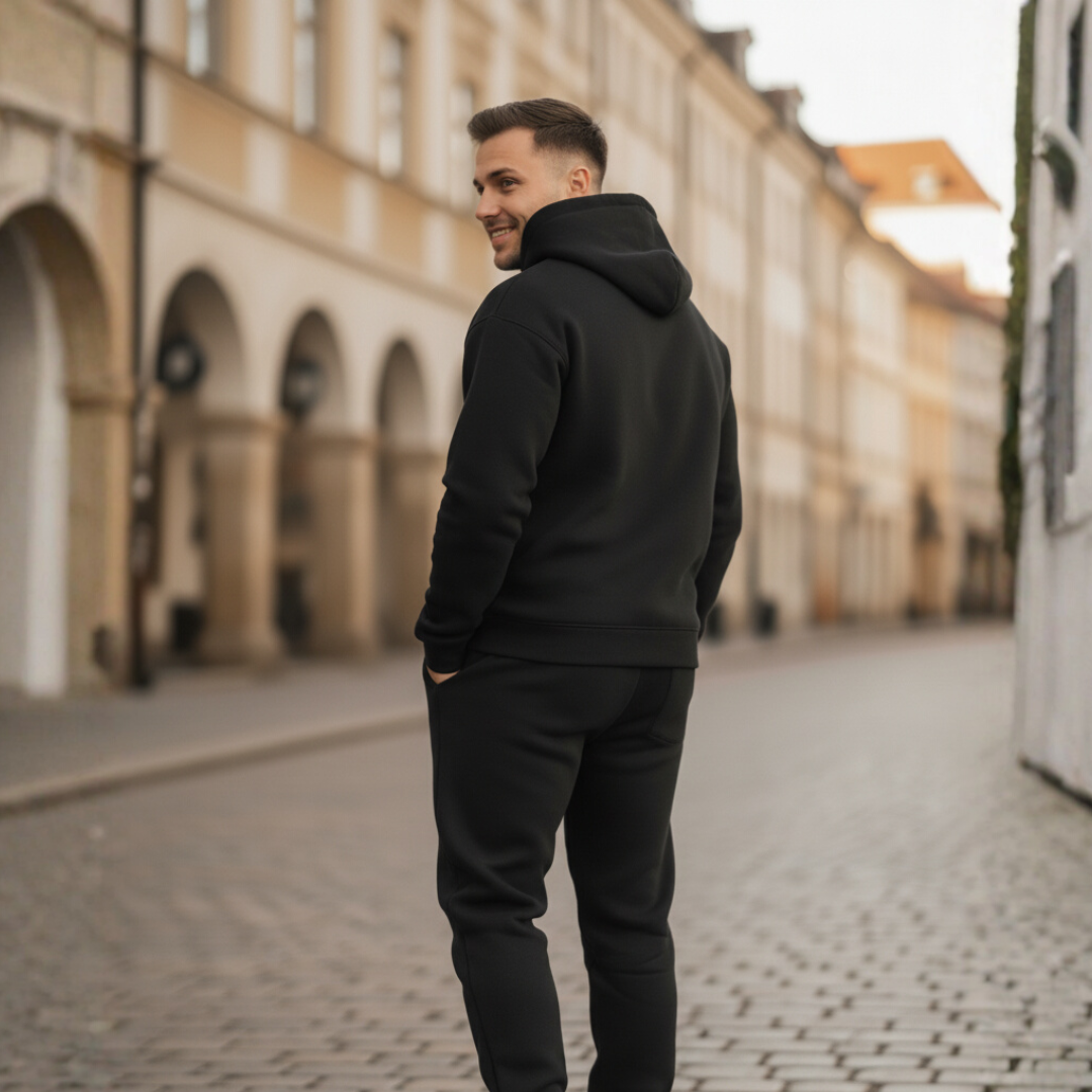 Men's Casual Fleece Tracksuit with Hood