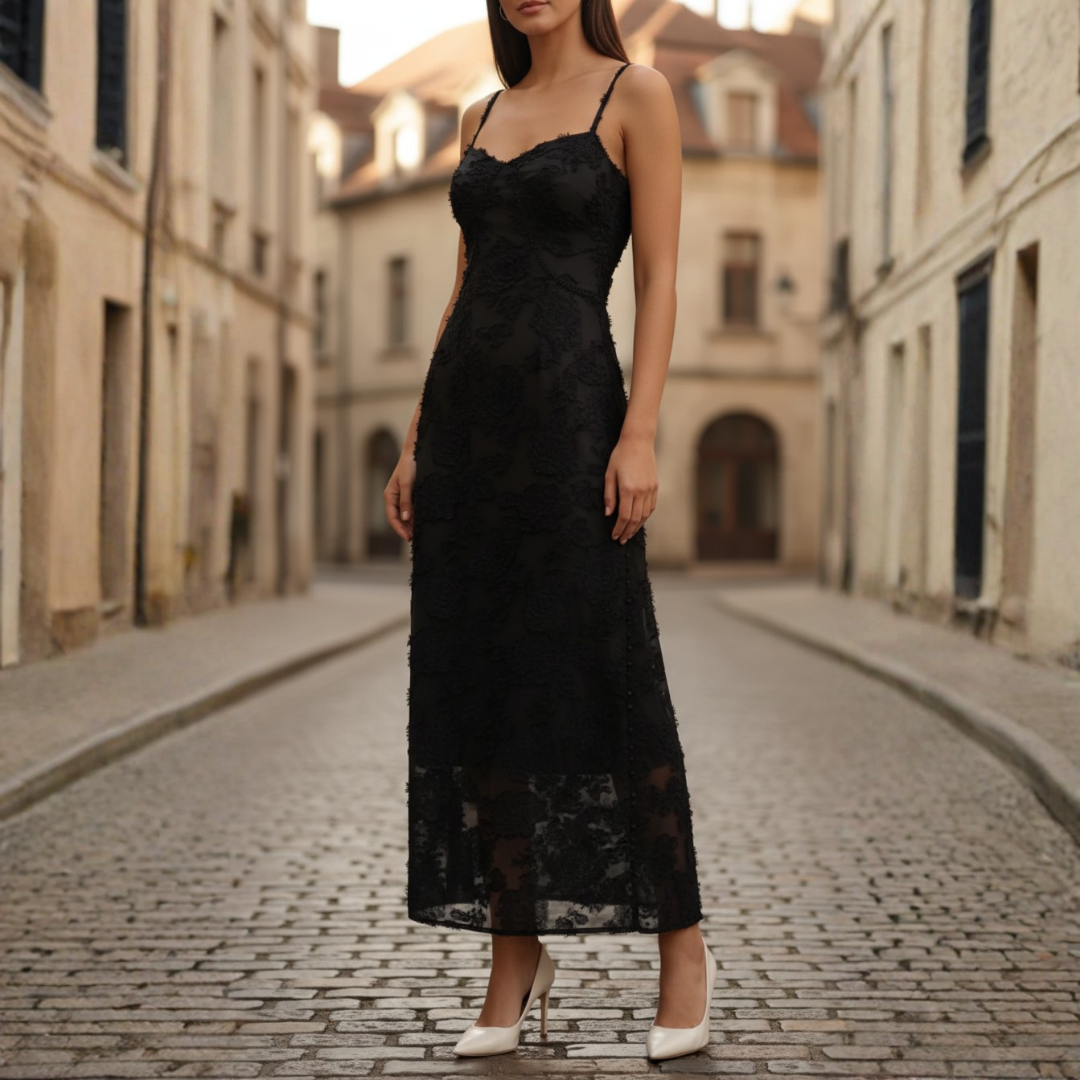 Maxi Dress for Women in Lace with Thin Straps
