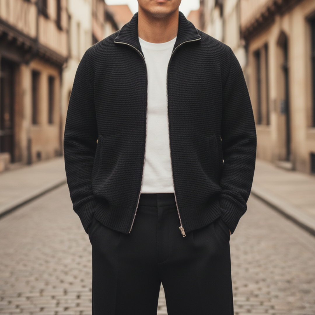 Men's Wool Knit Zip Jacket