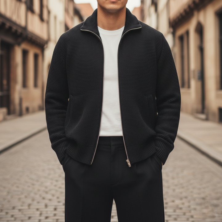 Men's Wool Knit Zip Jacket