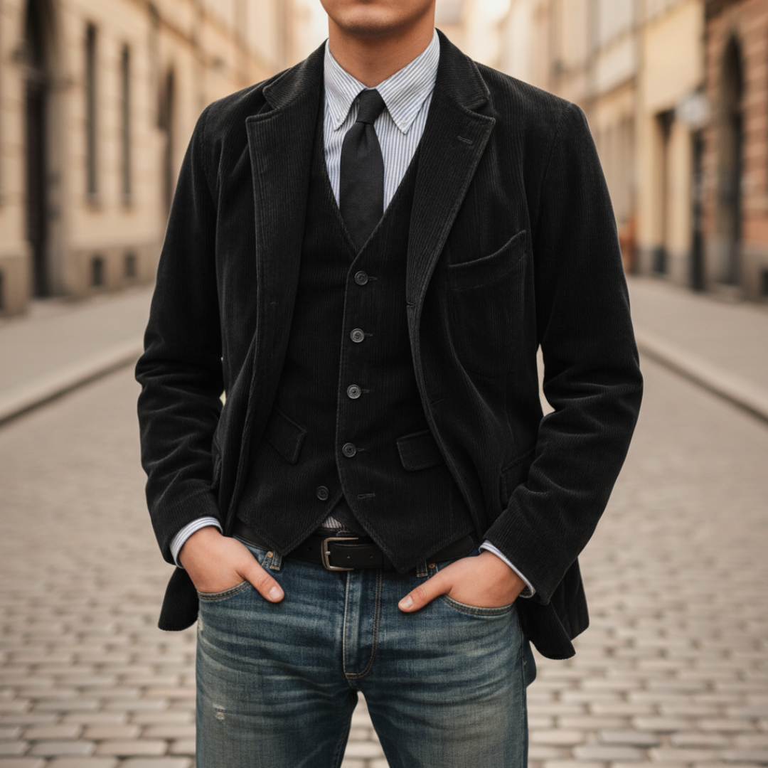 Men's Velvet Jacket with Vest
