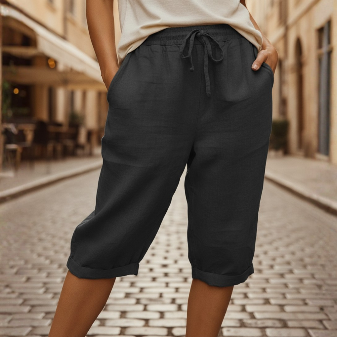 Women's Linen Blend Drawstring Shorts