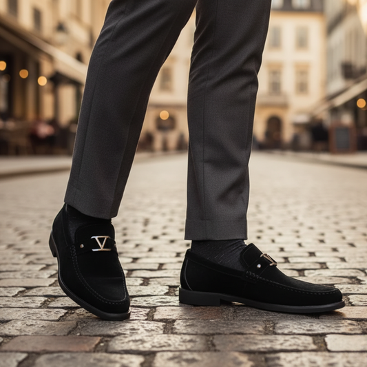 Men's Loafers with Metal Buckle