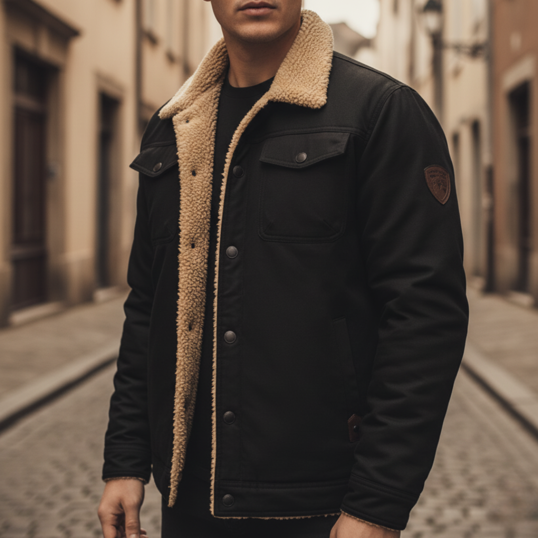 Men's Jacket with Hood and Side Pockets