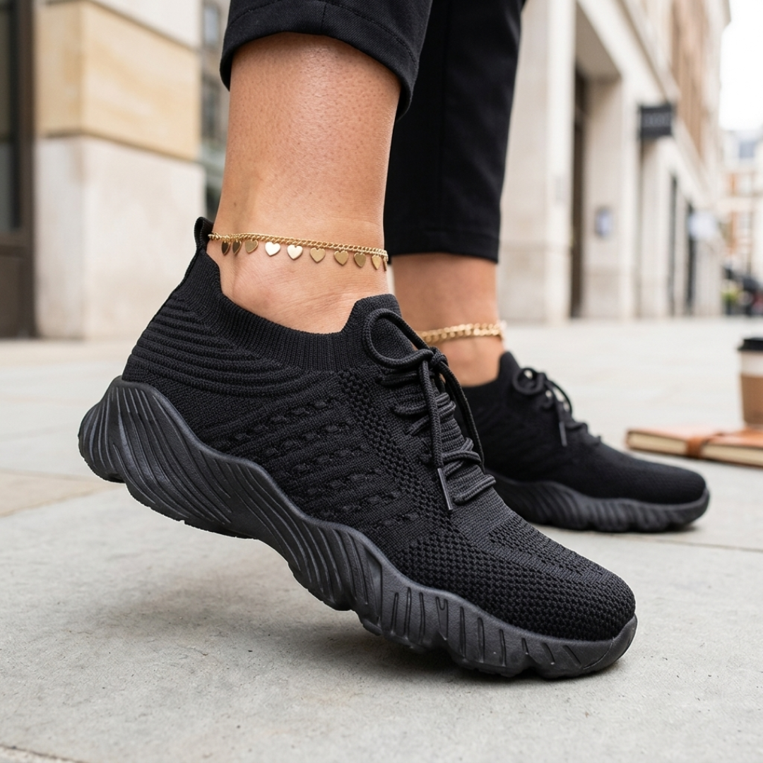 Scarpe da passeggio da donna con lacci in mesh traspirante