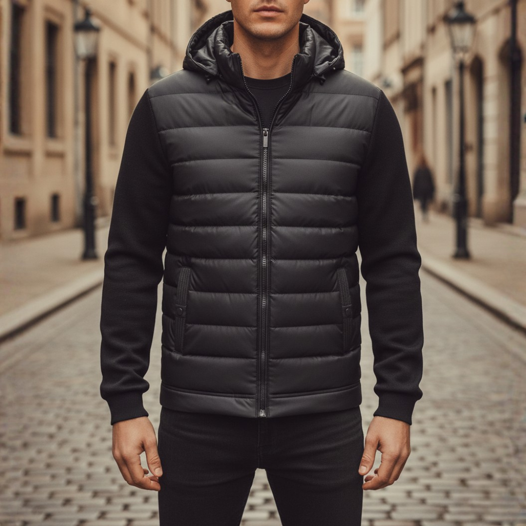 Hybrid Men's Jacket in Technical Fabric with Hood
