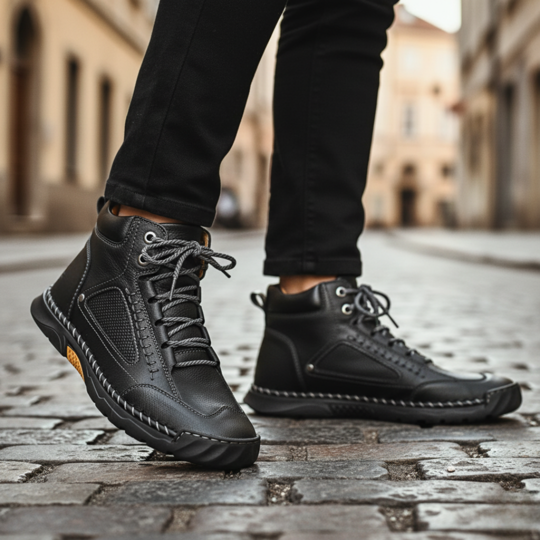 Men's Faux Leather Shoes with Rubber Sole