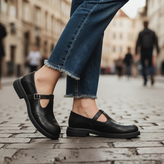 Women's Low Heel Shoes with Strap