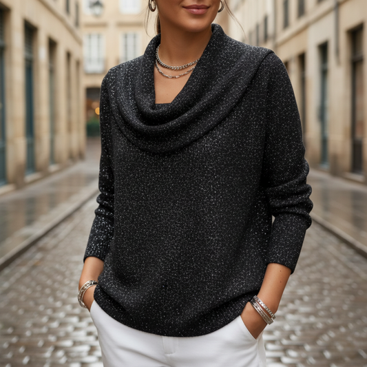 Women's Lurex Sweater with High Neck