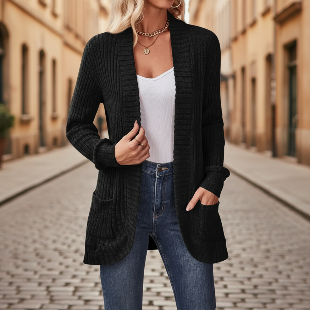 Women's Knitted Cardigan with Pockets Available