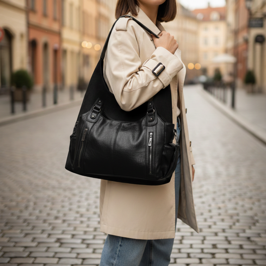 Large Women's Faux Leather Shoulder Bag