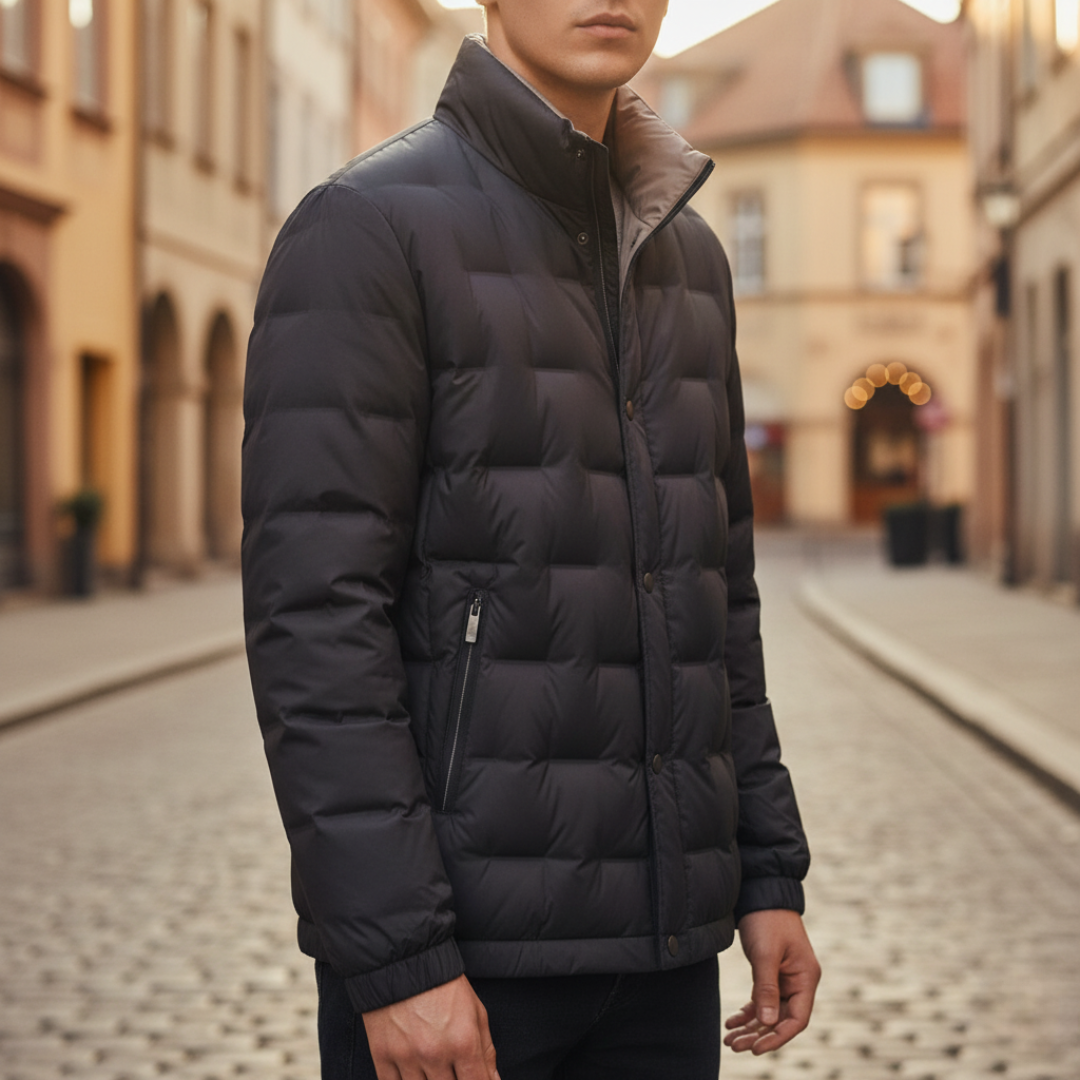 Men's Winter Polyester Puffer Jacket with Zipper